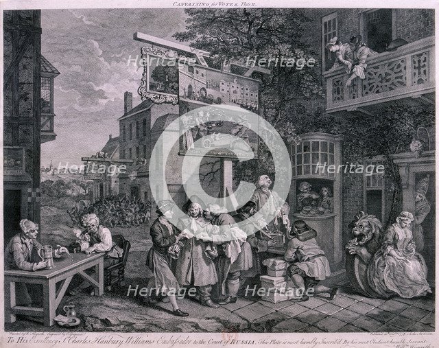 'Canvassing for votes', 1757. Artist: Charles Grignion