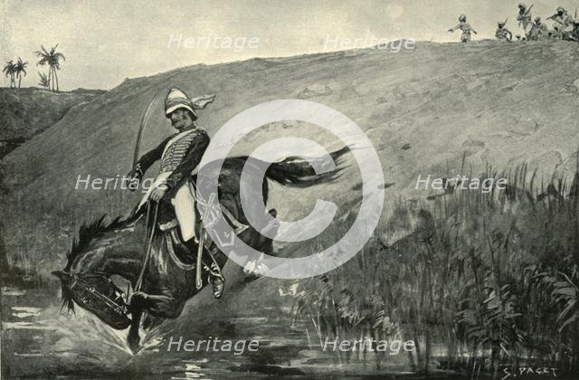 'Narrow Escape of Lieutenant Roberts While Pursued by Natives Near Lucknow', (1901).  Creator: Sidney E Paget.