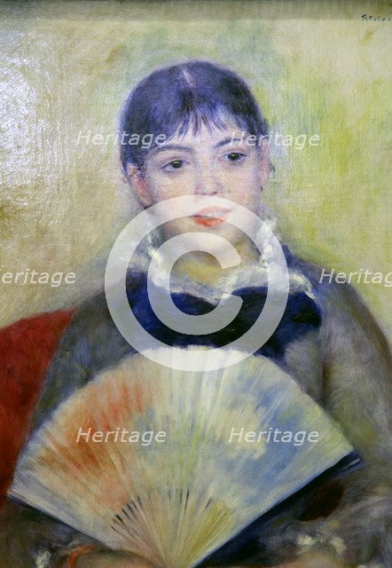 'Young Woman with a Fan', 1880. Artist: Pierre-Auguste Renoir