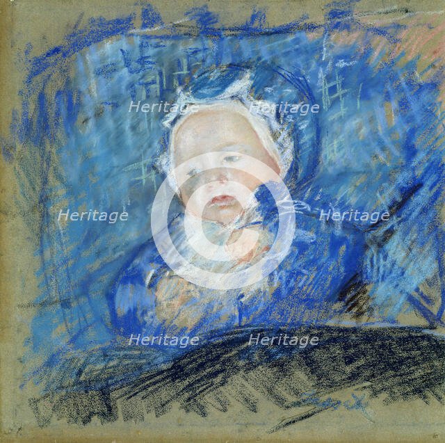 Baby in Blue in Its Carriage, 1881. Creator: Cassatt, Mary (1845-1926).