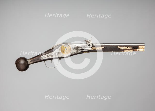 Pair of Wheellock Pistols Made for the Bodyguard of the Prince-Elector of Saxony, German, c1590. Creator: Zacharias Herold.