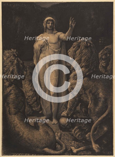 The Lions. Illustration for The Legend of the Ages (La Légende des siècles) by Victor Hugo, c1860-65 Creator: Chifflart, François (1825-1901).