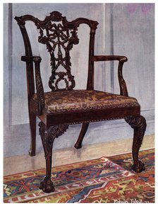 Mahogany armchair, style of Chippendale, 1911-1912.Artist: Edwin Foley