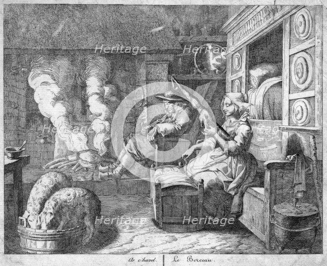 Peasant cottage interior, possibly Netherlands or northern France, 17th century. Artist: Unknown