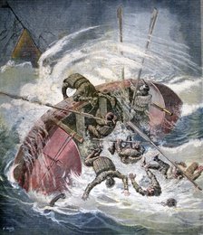 Rescue from a shipwreck in a storm off Les Sables-d'Olonne, France, 1891. Artist: Henri Meyer