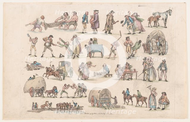 Plate 4, Outlines of Figures, Landscapes and Cattle...for the Use of Learners, Ma..., March 8, 1790. Creator: Thomas Rowlandson.