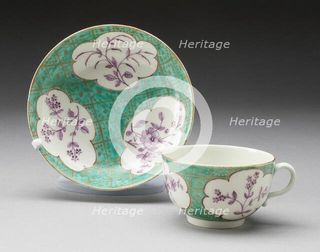 Cup and Saucer, Worcester, c. 1770. Creator: Royal Worcester.