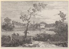 View of a Town on a River Bank, c. 1735/1746. Creator: Canaletto.