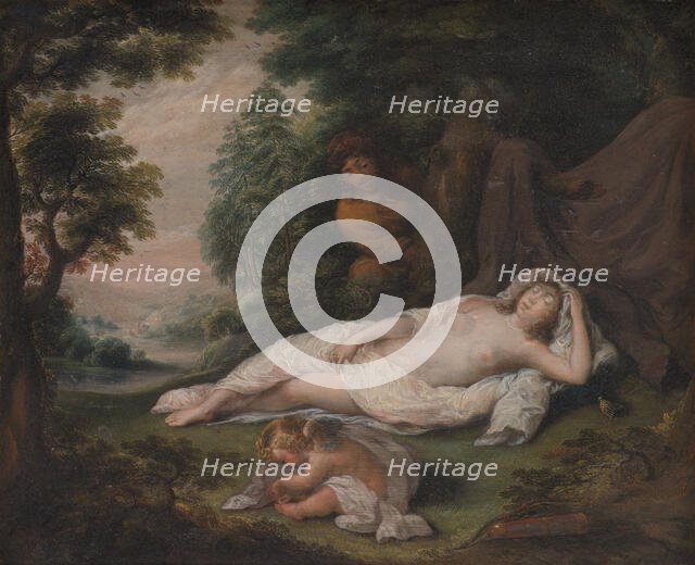 Sleeping Nymph Watched by a Man, 1649. Creator: Laurentius de Neter.