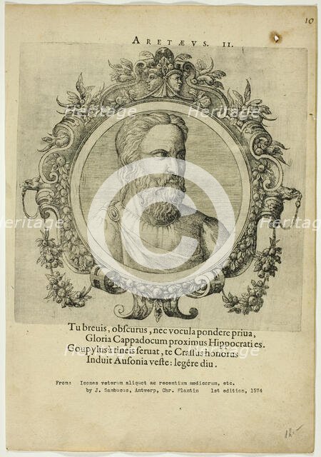 Portrait of Aretaeus, published 1574. Creators: Unknown, Johannes Sambucus.