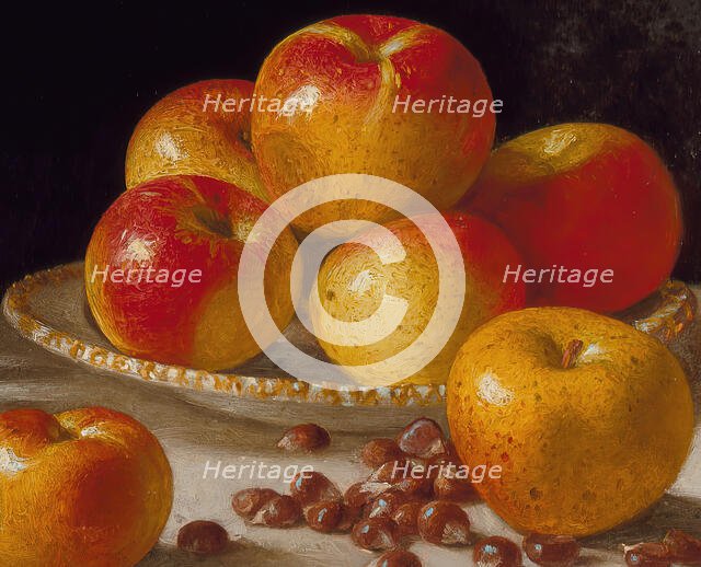 Still Life, Apples and Chestnuts, 1859. Creator: John F. Francis.