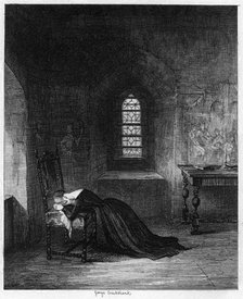 Queen Jane imprisoned in the Brick Tower, Tower of London, 1553-1554 (1840).Artist: George Cruikshank