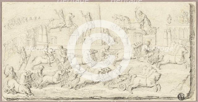 Roman Chariot Race (After Antique Bas Relief), n.d. Creator: Sébastien Le Clerc the Younger.