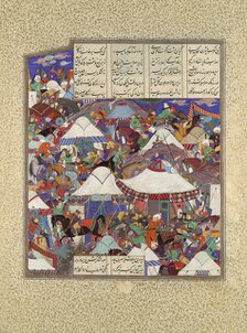 The Besotted Iranian Camp Attacked by Night, Folio 241r from the Shahnama..., ca. 1525-30. Creator: Qadimi.