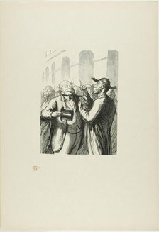 At the Universal Exhibition: Security check at the entrance: the bald need t..., 1867, printed 1920. Creator: Charles Maurand.