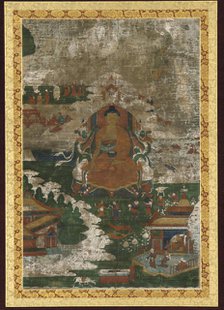 Sakyamuni enthroned; and biographical scenes, 18th century. Creator: Unknown.