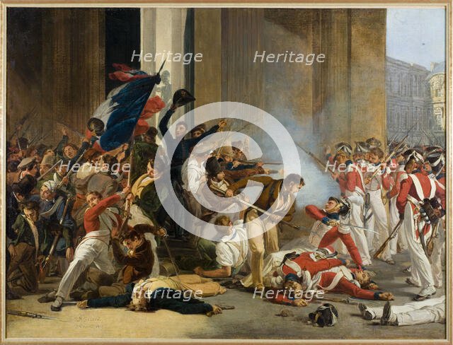 Capture of the Louvre, July 29, 1830; massacre of the Swiss guards, c1832. Creator: Jean Louis Bezard.