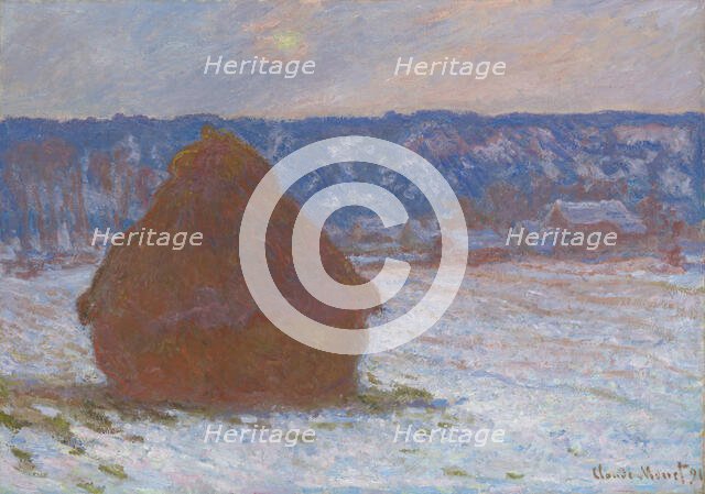 Stack of Wheat (Snow Effect, Overcast Day), 1890/91. Creator: Claude Monet.