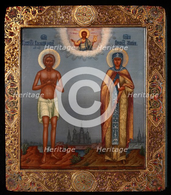Basil the Blessed and Saint Mary of Egypt, 1901. Artist: Chirikov, Osip Semionovich (?-1903)