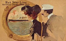 Passengers looking through the porthole on board a Red Star ocean liner, c1900.  Creator: Unknown.