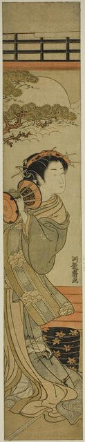 Courtesan Playing a Hand Drum, c. 1775. Creator: Isoda Koryusai.