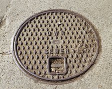 Great Western Railway sewer inspection cover plate, Swindon, Wiltshire, 2006. Artist: Peter Williams.