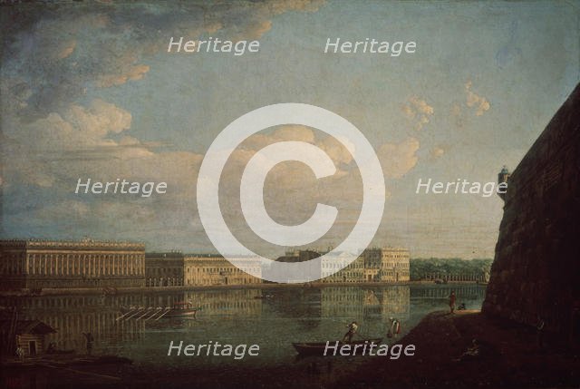 Palace Embankment as Seen from the Peter and Paul Fortress, 1794. Artist: Alexeyev, Fyodor Yakovlevich (1753-1824)