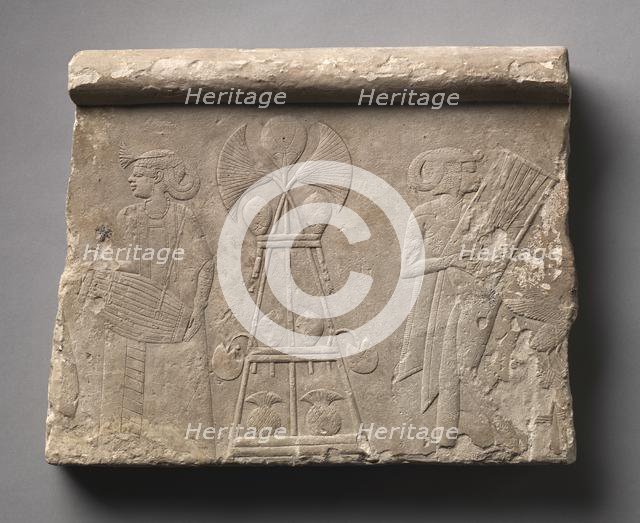 Fragment of a Lintel: Hapiu's Female Musicians, 380-343 BC. Creator: Unknown.