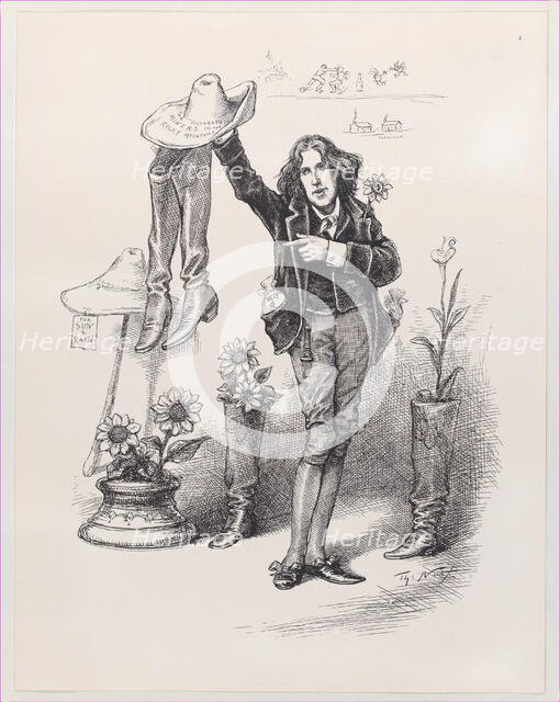 Wilde on Us. Something To "Live Up" To in America, June 10, 1882., June 10, 1882. Creator: Thomas Nast.