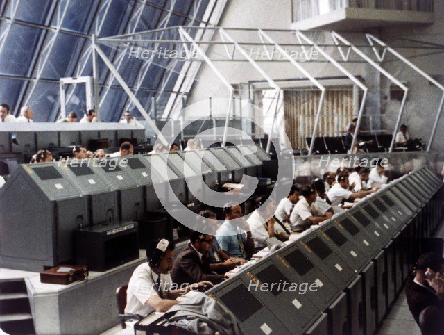 Launch Control Center in the John F Kennedy Space Center, Florida, USA, July 1969.  Creator: NASA.
