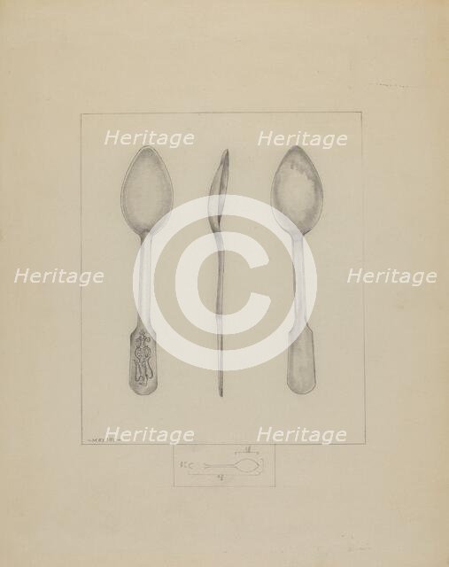 Small Pewter Spoon, c. 1936. Creator: Henry Meyers.