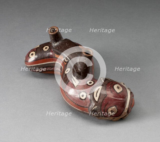 Vessel in the Form of a Serpent Wearing a Feline Mask Covered with Abstract Motifs, 180 B.C./A.D. 50 Creator: Unknown.