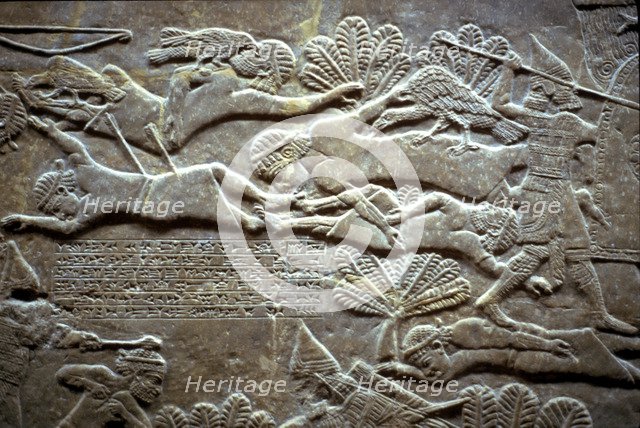 Ashurbanipal at the Battle of Til-Tuba, 650-620 BC. Artist: Assyrian Art  