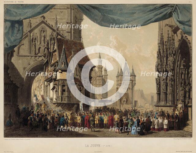 Scene from the premiere of the Opera La Juive by Fromental Halévy on Feb 23, 1835 at..., 1858. Creator: Desplechin, Édouard (1802-1871).