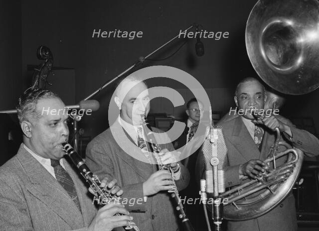 Portrait of Mezz Mezzrow, Albert Nicholas, and Sy Sinclair, New York, N.Y., ca. Jan. 1947. Creator: William Paul Gottlieb.