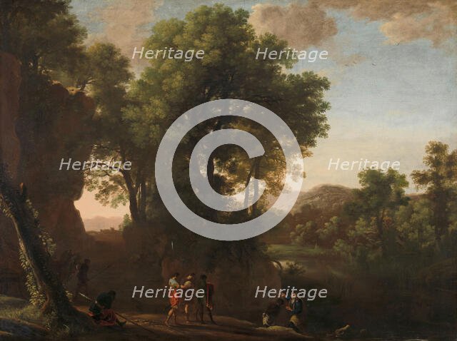 Landscape with the baptism of the eunuch, 1630-1639. Creator: Herman van Swanevelt.