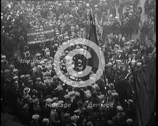 Hunger Marchers Arriving in London from South Wales, 1929. Creator: British Pathe Ltd.