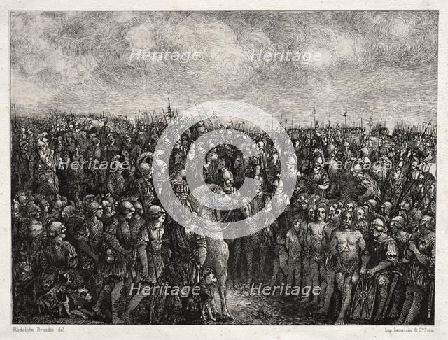 Caesar and his Prisoners, 1878. Creator: Rodolphe Bresdin (French, 1822-1885); Lemercier.