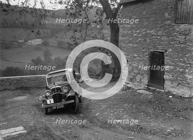 1932 Standard Little Nine taking part in a Standard Car Owners Club trial. Artist: Bill Brunell.