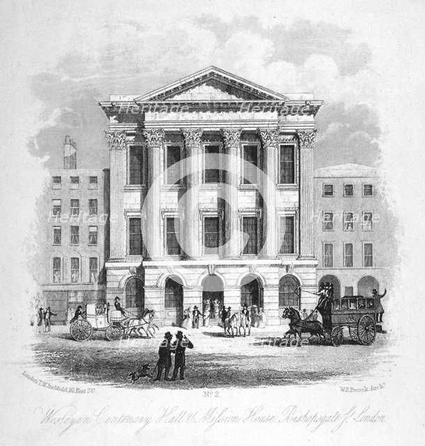 The Wesleyan Centenary Hall and Mission House, Bishopsgate, City of London, 1840. Artist: Anon