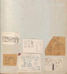 Page from a Scrapbook containing Drawings and Several Prints of Architecture, Int..., ca. 1800-1850. Creators: Workshop of Charles Percier, Workshop of Pierre François Léonard Fontaine.