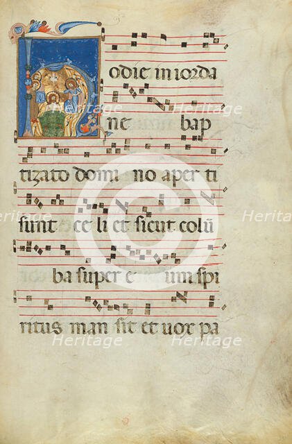 Initial H: The Baptism of Christ; Antiphonal, late 13th century. Creator: Unknown.