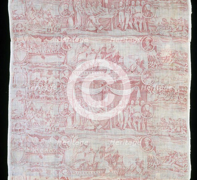 The Gallant Decatur and His Brave Tars Capturing the Algerine Admiral (Furnishing Fabric), c. 1820. Creator: Unknown.