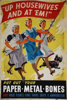 "Up Housewives and at 'Em!", British poster, World War II, c1939-c1945. Creator: William Yates-Wilson.
