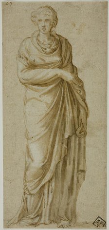 Standing Draped Female Figure, c. 1550. Creator: Girolamo da Carpi.
