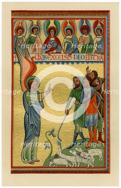 The angel and the shepherds, late 12th century. Artist: Unknown