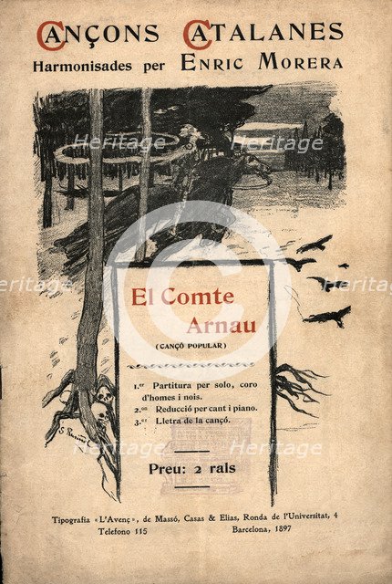 Musical score from the popular song 'El Comte Arnau,' harmonized by Enric Morera (Barcelona, 1865…
