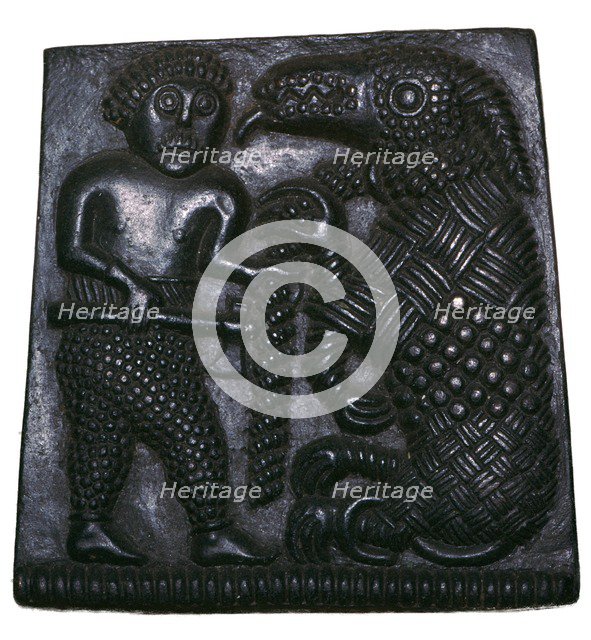 Bronze matrix for making decorative plaques for helmets, 8th century. Artist: Unknown