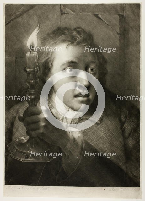 Young Man with a Candle, from Life-Sized Heads, 1760. Creator: Thomas Frye.