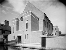 The exterior of St Alphege's church hall, Southwark. Artist: Herbert Felton